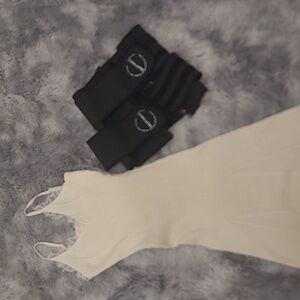 Elegant Cream Sleeveless Dress with Black Shapewear